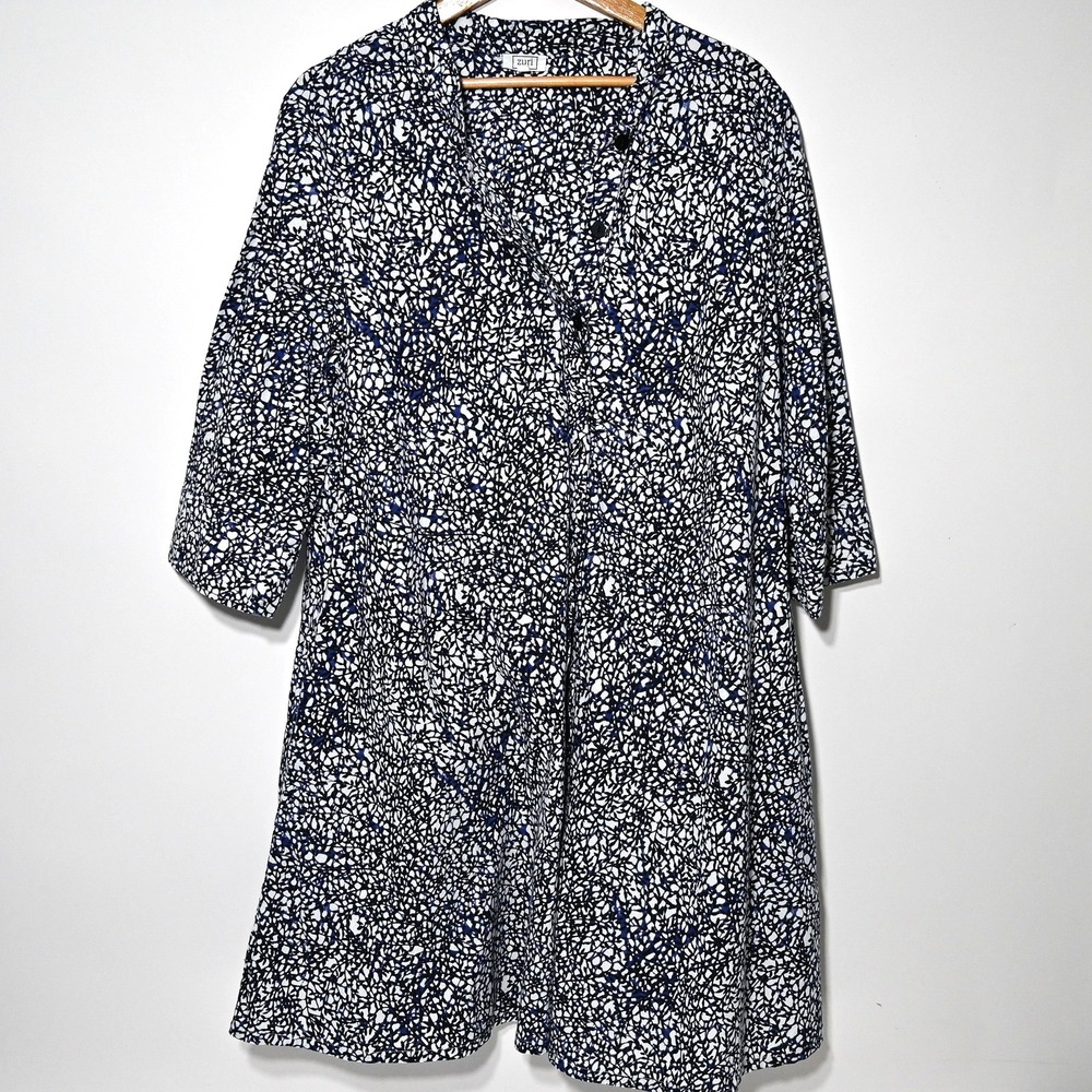 Zuri Kenya Cotton Shirt Dress XL Womens Blue World Wide Web Print